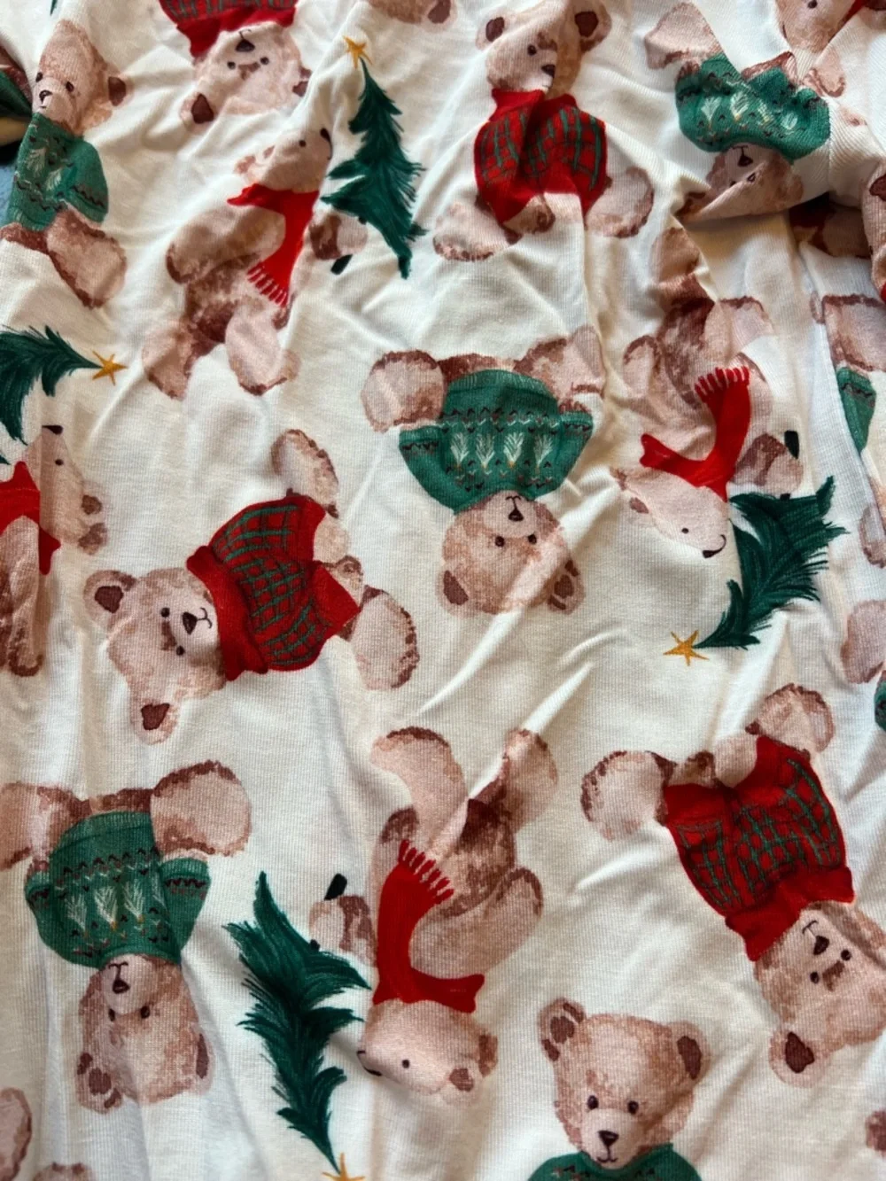 New - Posh Peanut White One-Piece with Red & Green Holiday Bear Print